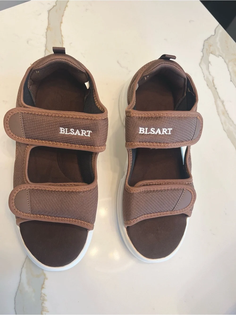 Mens Brown Wide Fitting Sandals - Comfortable Velcro Adjustable Straps